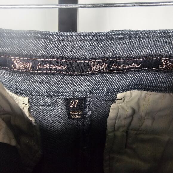 7 For All Mankind Gray Flared Pants Cotton Blend Size 27 Bell Bottom - Picture 2 of 4